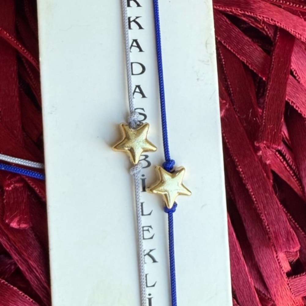 Star Charm Friendship Bracelet Blue Gold set 2 pieces Gift Best Friends BFF